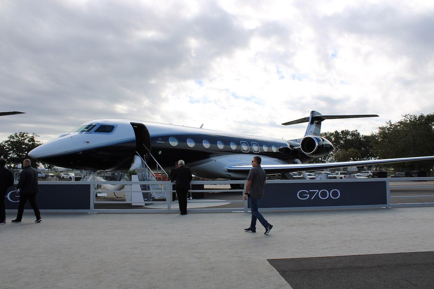 A Gulfstream G700 at the 2022 NBAA-BACE at Orlando Executive Airport.